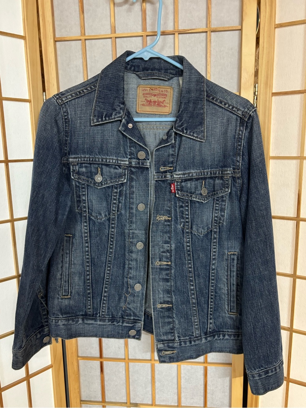 Levi's Indigo Blue Denim Jacket with Leather Patch